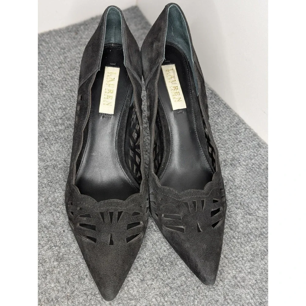 Lauren Ralph Lauren Sania Dress Suede‎ Pump Heels Women's Size 8.5 B Black
